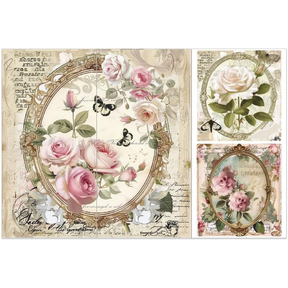 Office Furniture Warehouse - 3pcs/Set Rose Rub on Transfers for